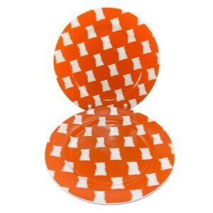 Portobello by Inspire 8inch Round Plate Dish Set 2 Dishes Plates Red White Spots